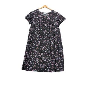 Only Necessities Black Floral Maxi Cotton MuuMuu Patio House Dress Size 1X
